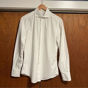 White Brunello Cucinelli Size Medium Slim Fit Dress Shirt